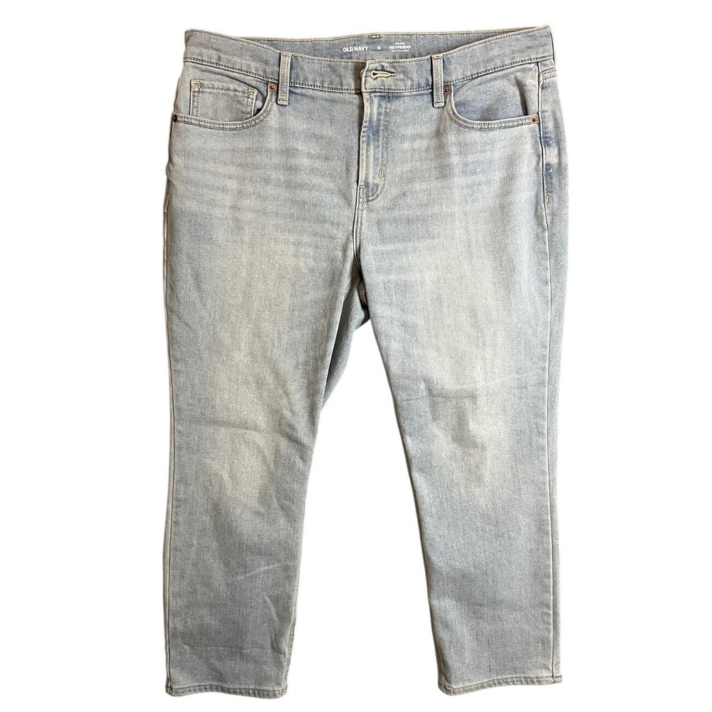 Old Navy Women's Size 12 Mid-Rise Boyfriend Jeans Built-In Warm Light Wash Denim